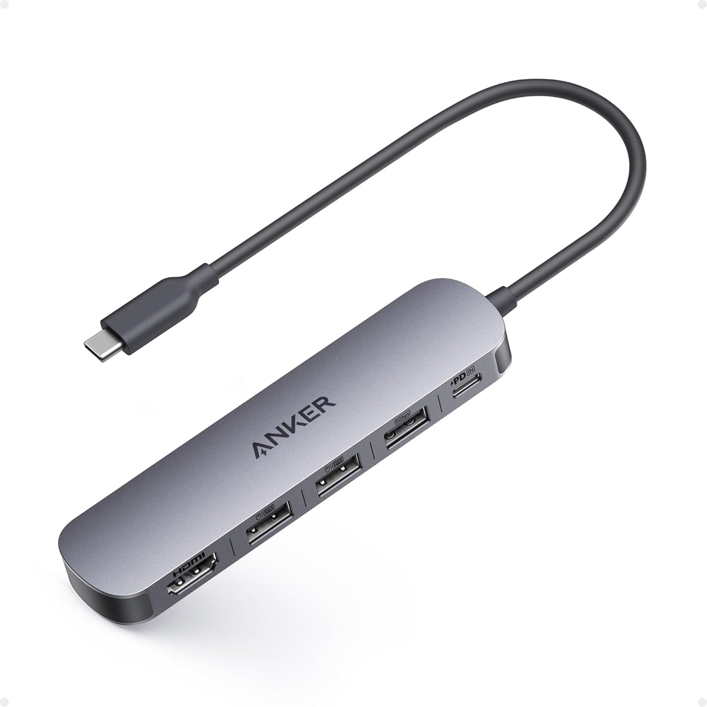 Anker USB C Hub 5-in-1 USB Hub for Laptops, 4K HDMI USB-C Multiport Adapter | 90W Max Power Delivery, 3 USB A Data Ports USB C Dongle, Compact for MacBook, Dell, and More (Charger Not Included)