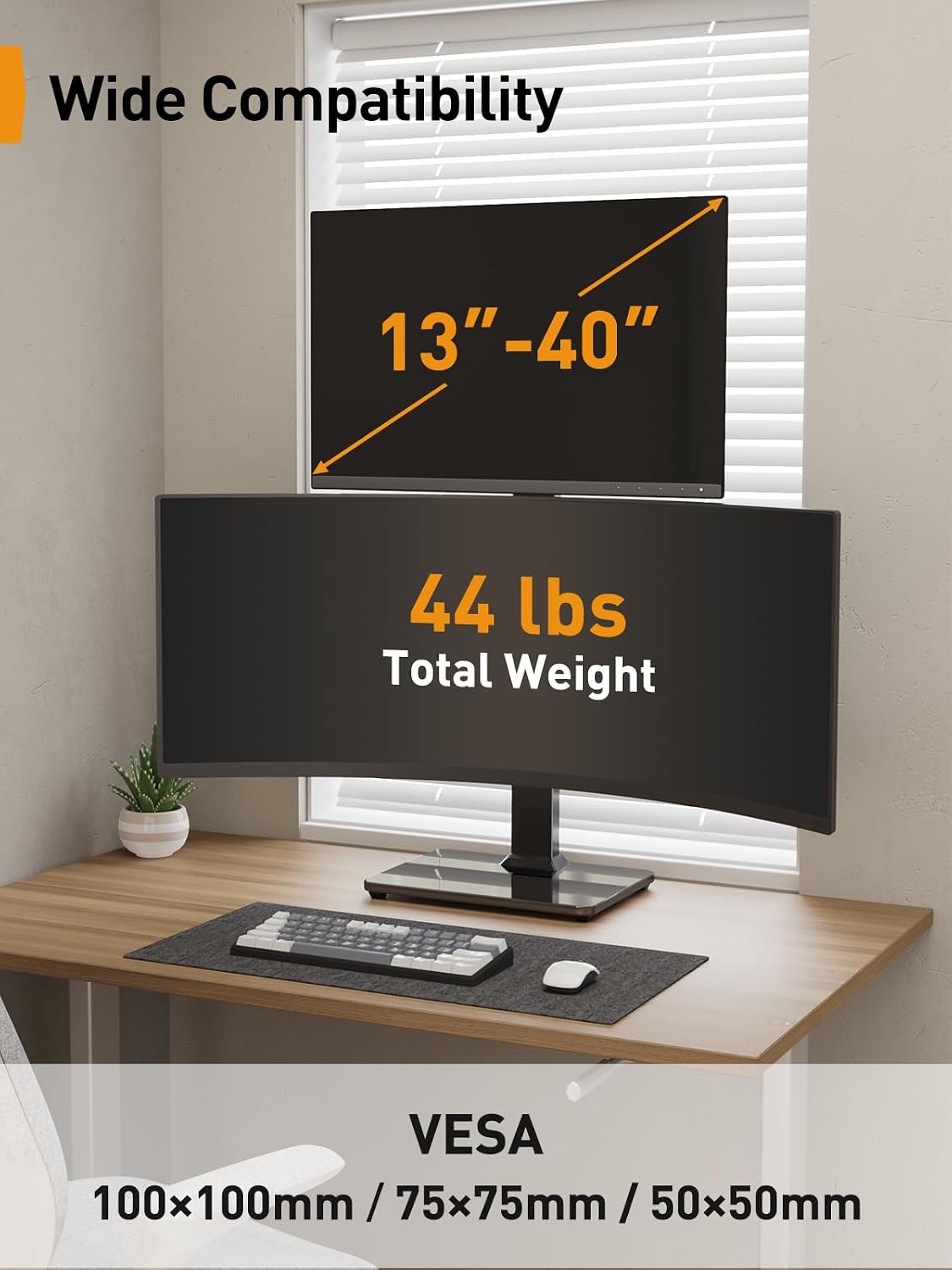 Perlegear Dual Vertical Monitor Stand for 13–40 inch Screens up to 44 lbs