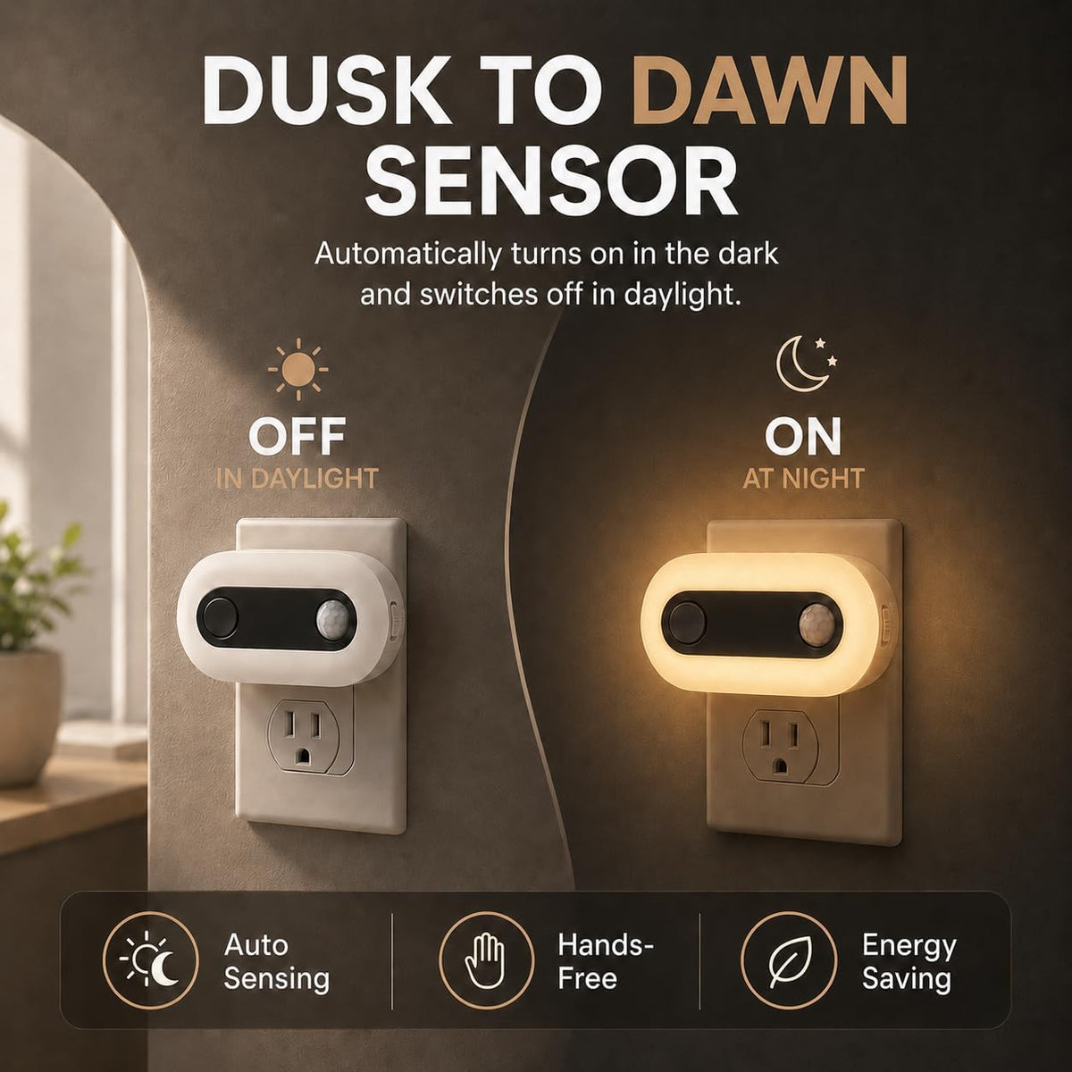 Plug in Night Light Halloween Amber Motion Sensor and Dusk to Dawn