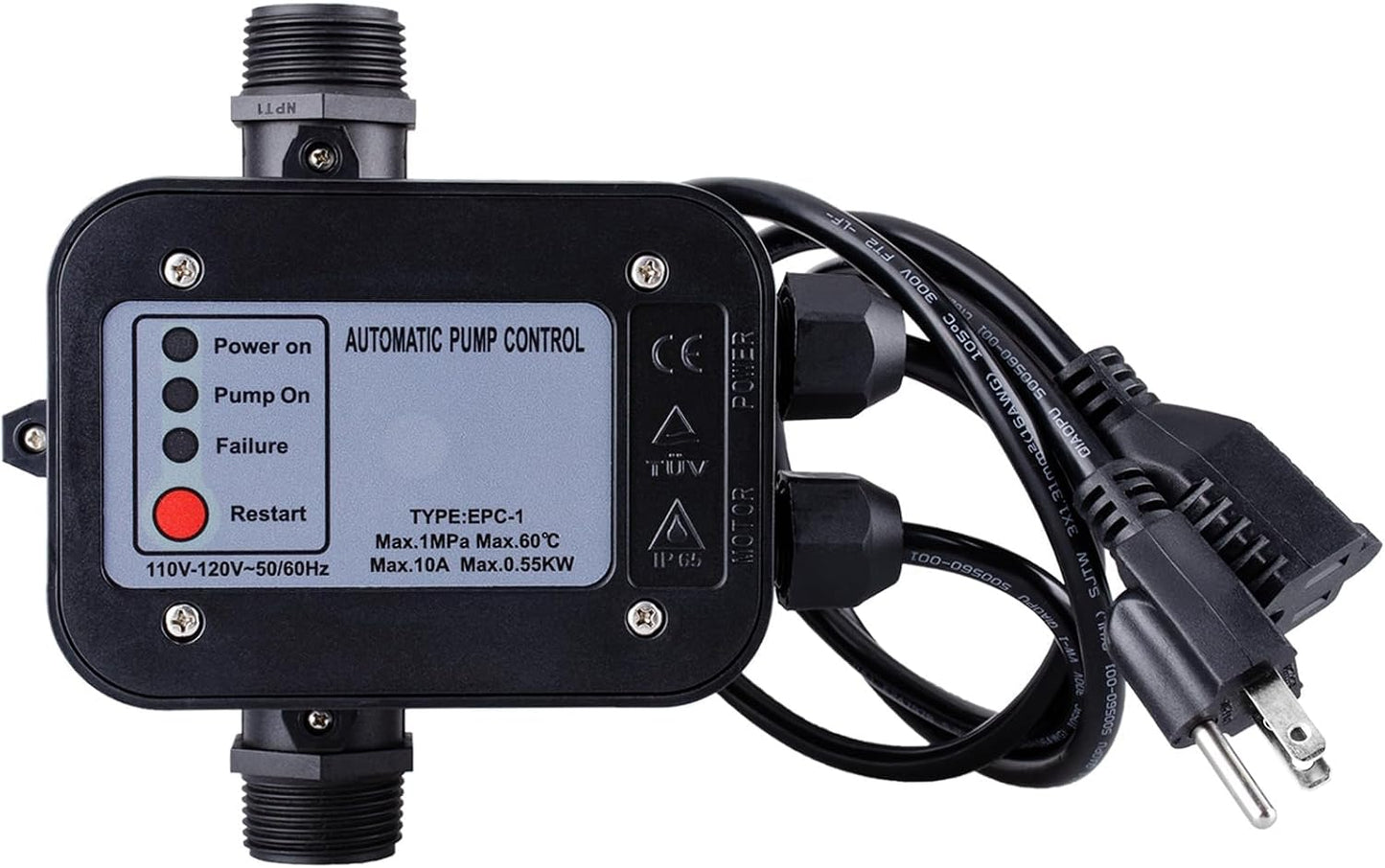 Smart Water Pump Pressure Controller - Automatic Electronic Switch, Adjustable Pressure Range 1.5-2.5bar, Easy Plug-and-Play, 110-120V, Ideal for Various Pump Types