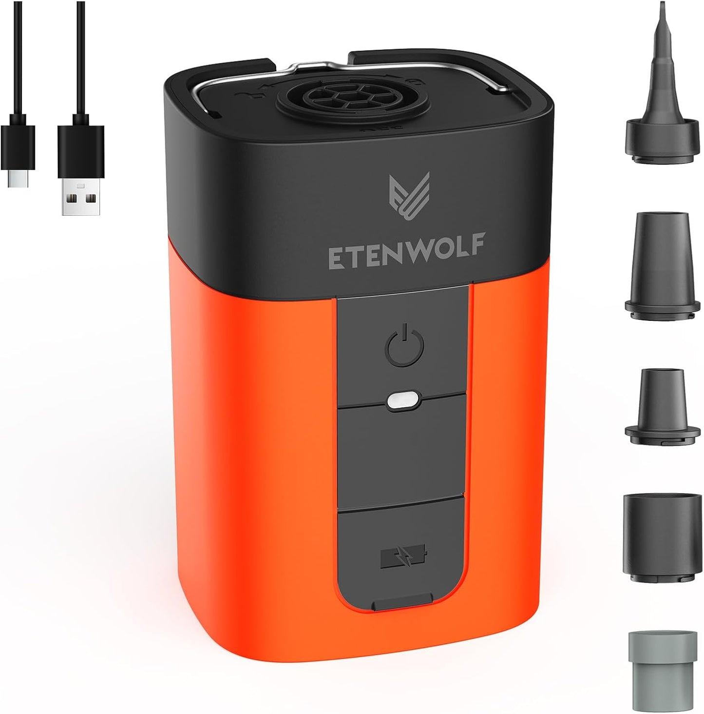 ETENWOLF AIR 5 Air Pump for Inflatables, 5200mAh Portable Electric Air Pump | 4X Quick Inflator Deflator, 4.5 kPa & 720 L/min Pump for Pool Floats, Air Mattress, Vacuum Storage Bags, Camping