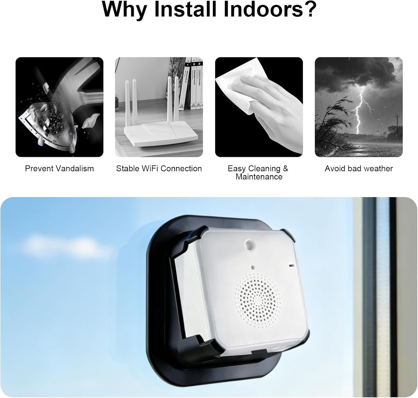 2K Wireless Window Camera with 45-Day Battery, 2.4/5G WiFi, 6s Pre-Roll | 100% Wireless: No Wires, No Outlets, No Drilling. 4MP Color Night Vision & Anti-Glare. Magnetic Mount for Rentals & Homes