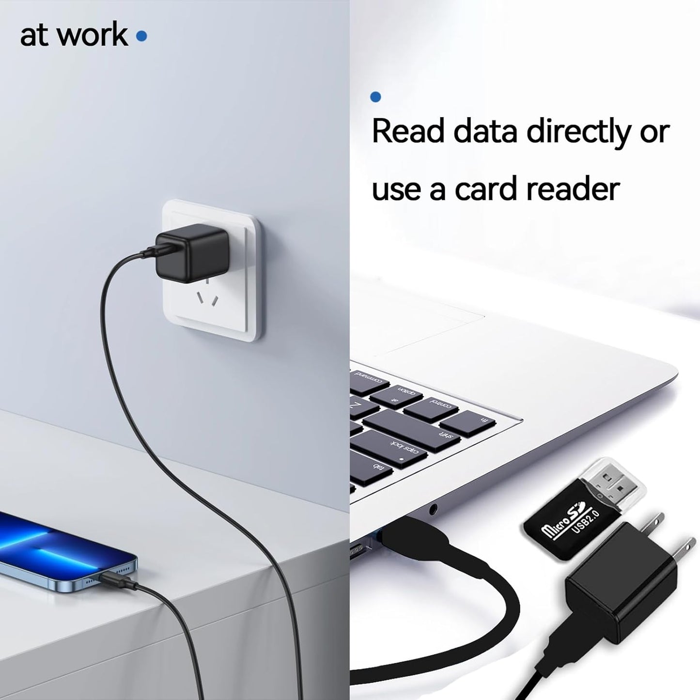 Charger Camera, 1080P Small Camera with Motion Detection, Camera with 64GB Micro SD Card Included, Nanny Camfor Home, Window, Indoor and Security (No WiFi)