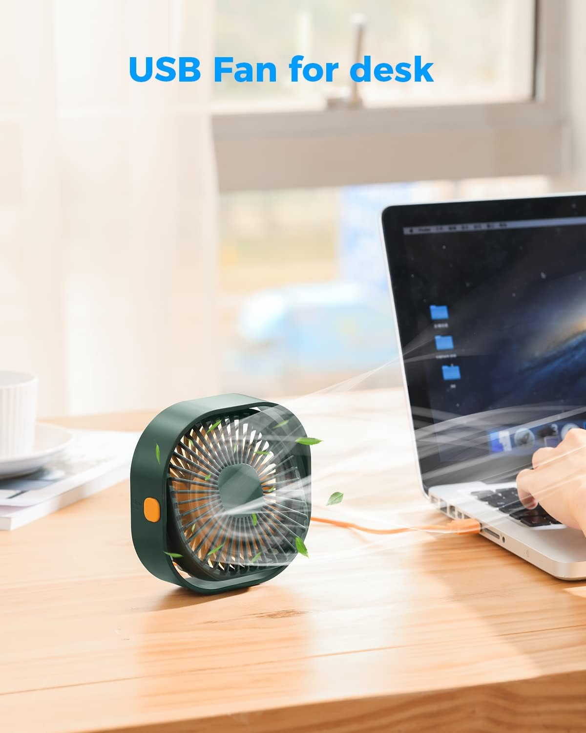 RJVW 4 Inch Small USB Desk Fan, 3-Speed & 360°Rotatable Cooling Fan | USB-Powered Desktop Fan for Home Office Bedroom Dorm Indoor Outdoor Summer Gift