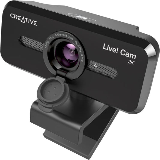 Creative Live! Cam Sync V3 2K QHD Webcam with 4X Zoom | 2K QHD Webcam, 4X Digital Zoom, Dual Microphones, Plug-and-Play, PC, Meetings