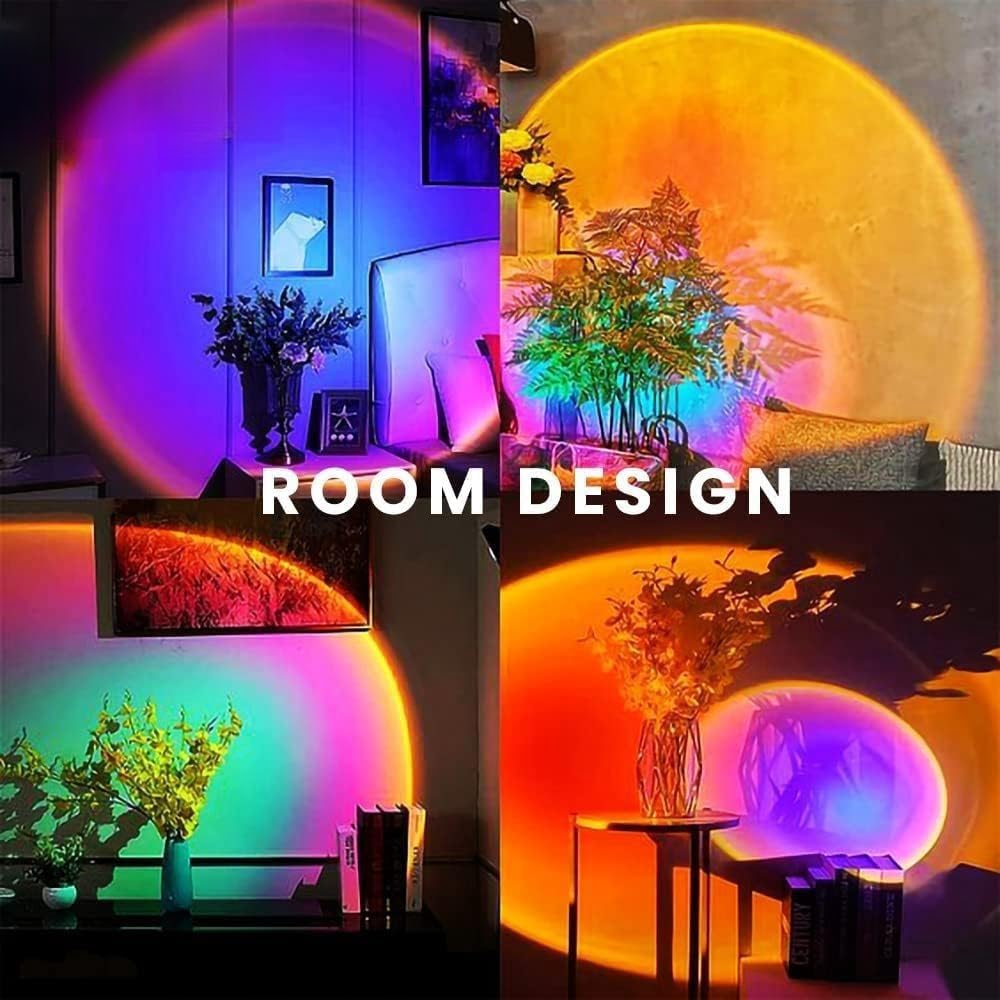 JIMEI Sunset Lamp Projector Led Lights for Bedroom Night Light RGB Lights Sun Sunlight Sunrise Lamp Mood Lighting Home/Room Decor Gifts for Women,Tabletop Multicolor