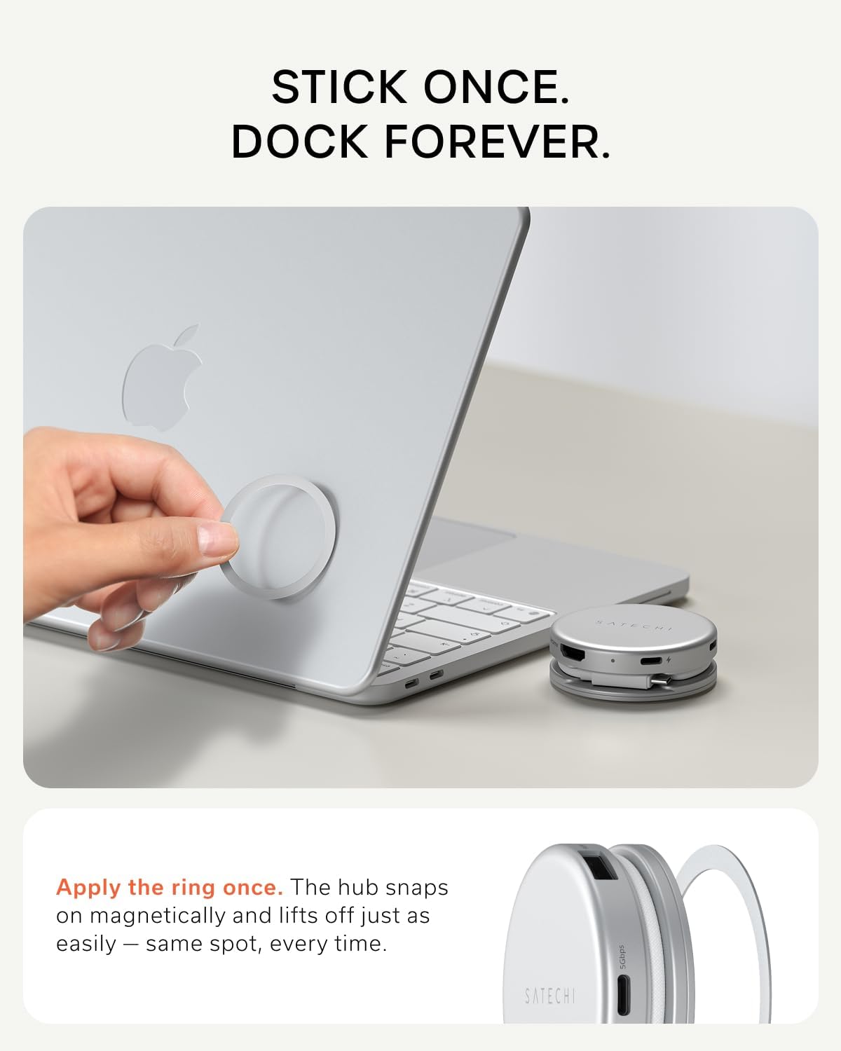 Satechi OntheGo 5-in-1 USB-C Hub, 4K/60Hz HDMI, SD Card Reader, Silver