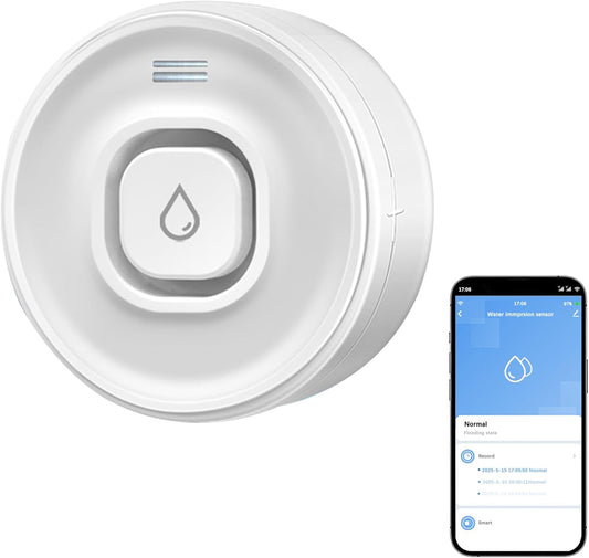 Wi-Fi Water Leak Detector: 100dB Water Sensor Alarm for Basement, Adjustable Alarm and App Alerts, Flood Leakage Detection Devices for Pipe/Drain/Sink/Faucet