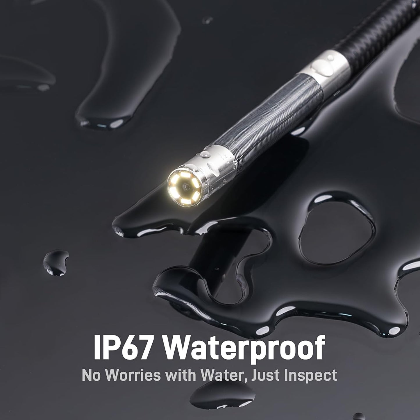 Teslong 10FT Articulating Borescope for Mechanic Automotive HVAC Wall Drain | 0.25inch Endoscope, 2.0MP HD Camera, 6 LED Lights, 210° Articulation, 4.5" IPS Screen, 32GB, IP67 Waterproof, Carrying Case