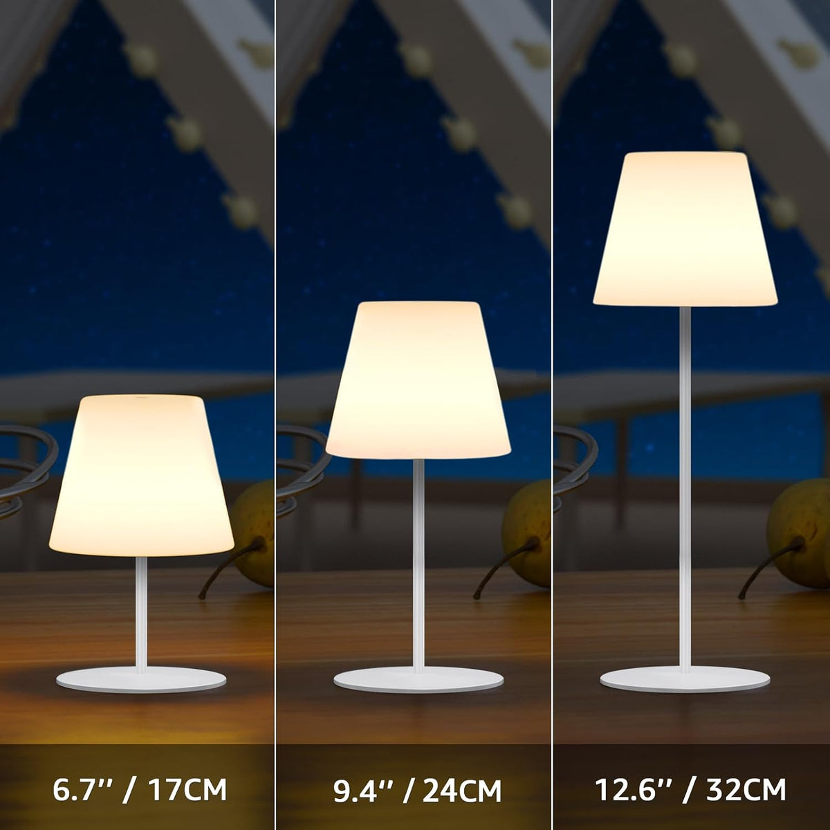 uuffoo 2 Pcs Mini Touch Shower Lamps Waterproof with 2-Step Warm White | Soft Light for Eye Care, Cordless Recharge lamp, RGB, IP44, Dual Plug USB Charging Cable, Color Temperature Memory (White)