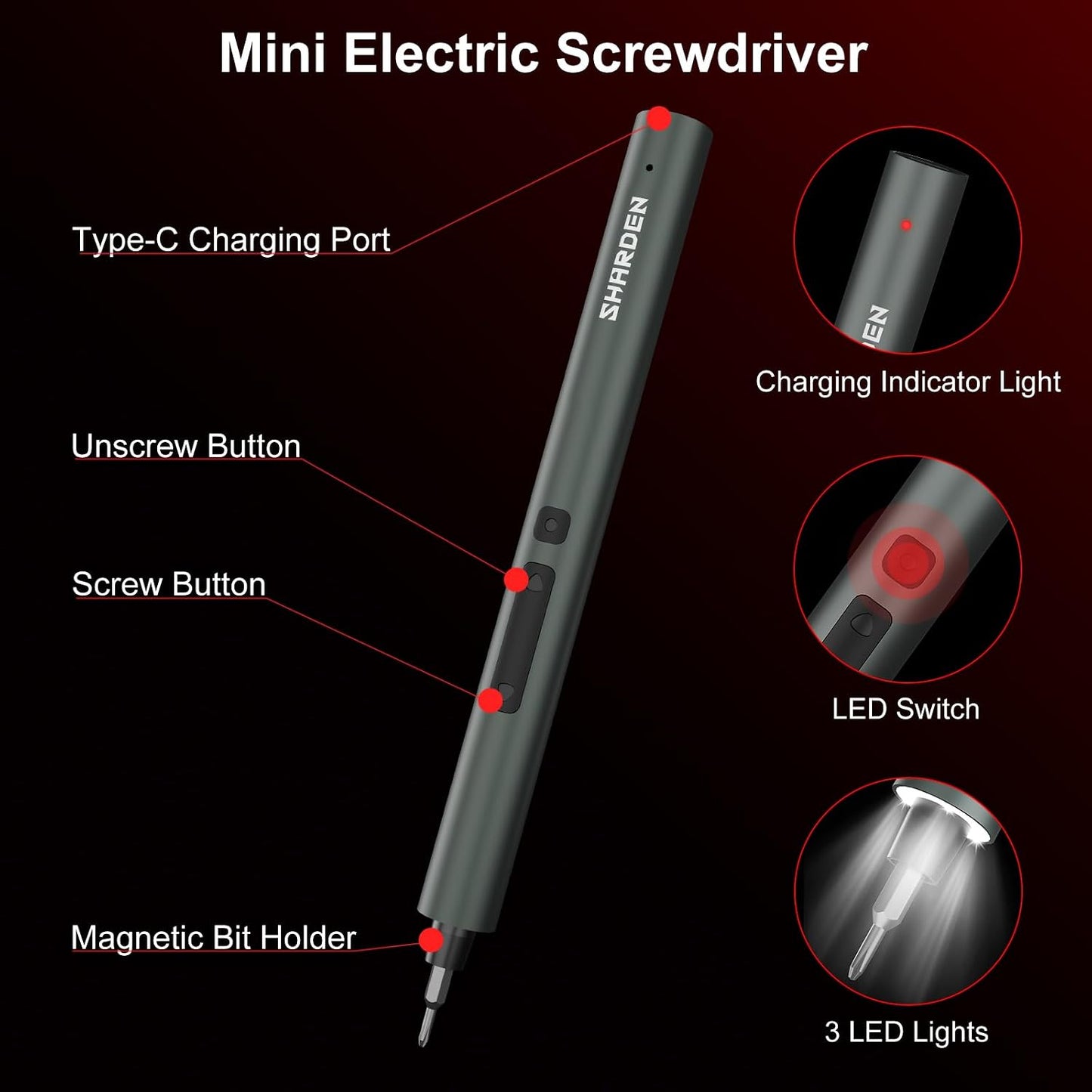 75 IN 1 Mini Electric Screwdriver Set, Power Screwdriver | 71 S2 Precision Bits, 3 LED Lights, Magnetic Storage, USB-C Charging, Cordless Screwdriver Repair Tool Kit for Electronics