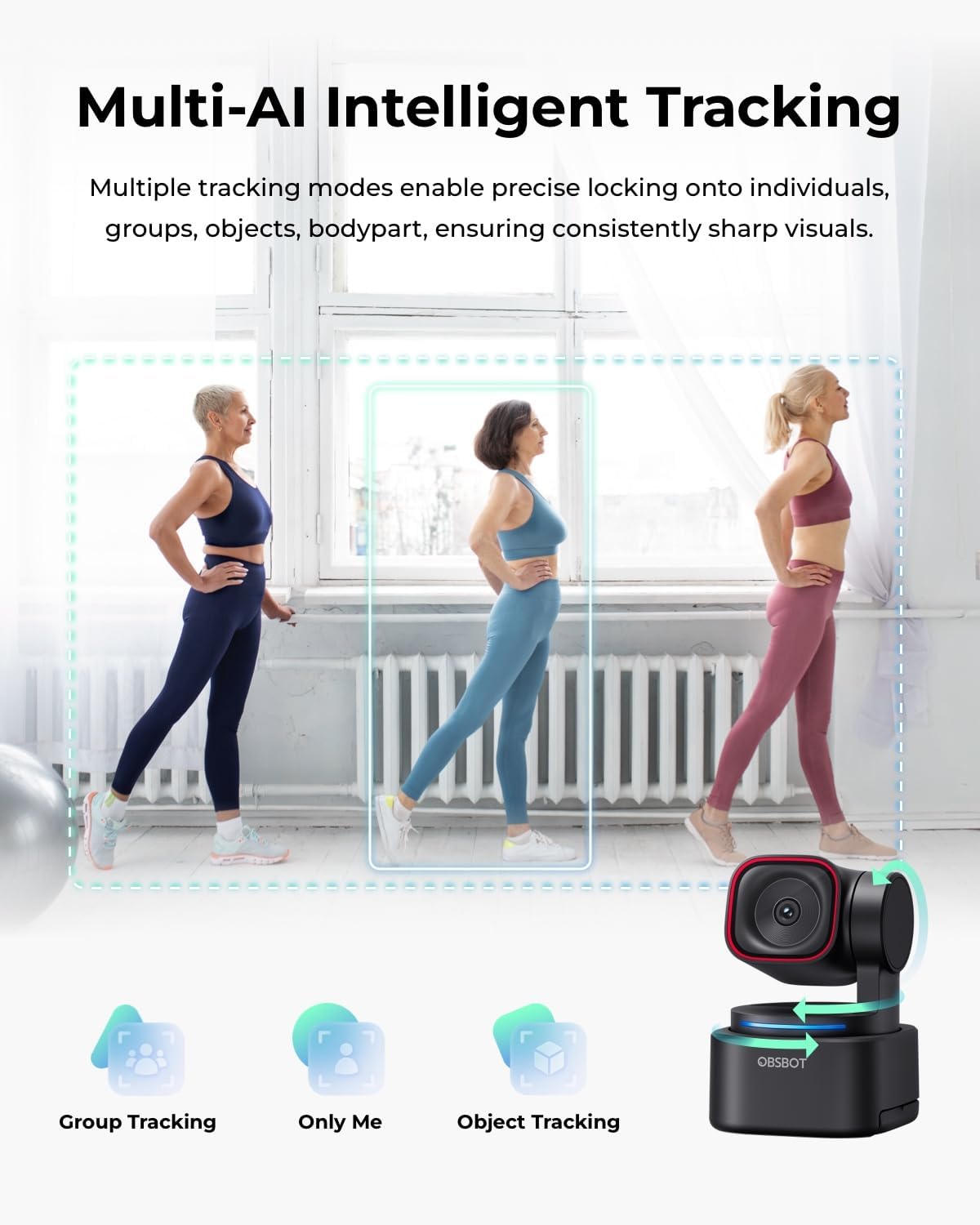 OBSBOT Tiny 3 Lite AI-Powered Spatial Audio 4K Webcam - Compact AI Tracking | PTZ Camera with 1/2" Sensor, Tri-Mic, Voice Control, 120FPS, HDR, Camera for PC, Mac, Laptop, Streaming, Meeting, Zoom, Teams
