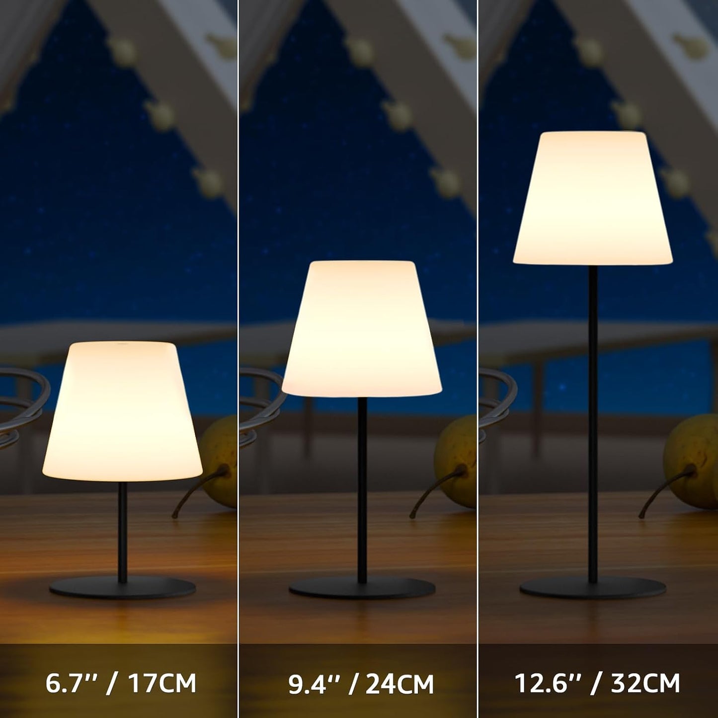 uuffoo 2 Pcs Mini Touch Shower Lamps Waterproof with 2-Step Warm White | Soft Light for Eye Care, Cordless Recharge lamp, RGB, IP44, Dual Plug USB Charging Cable, Color Temperature Memory(Black)