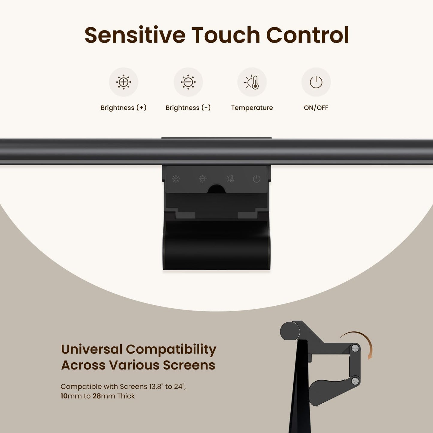 YEELIGHT Monitor Light Bar, Computer Monitor Lamp for Home Office Gaming, 250LM No Glare Eye-Care LED Screen Bar, Touch Control USB Reading Desk Lamp with Stepless Dimming for Flat & Curved Monitor