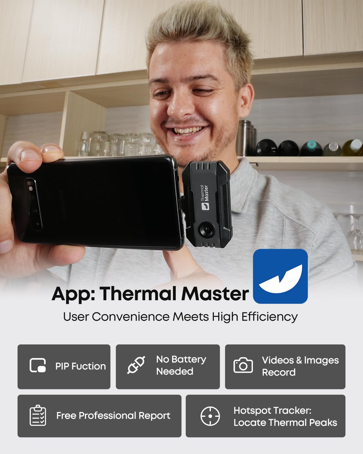 Thermal Master P1 Thermal Camera for USB-C iPhone Android, Orange | 320x240 X³ 160x120 Ir Resolution, ±3.6℉ Accuracy, Spot Tracker, 15x Zoom 25Hz Infrared Imager for HVAC Home Inspection