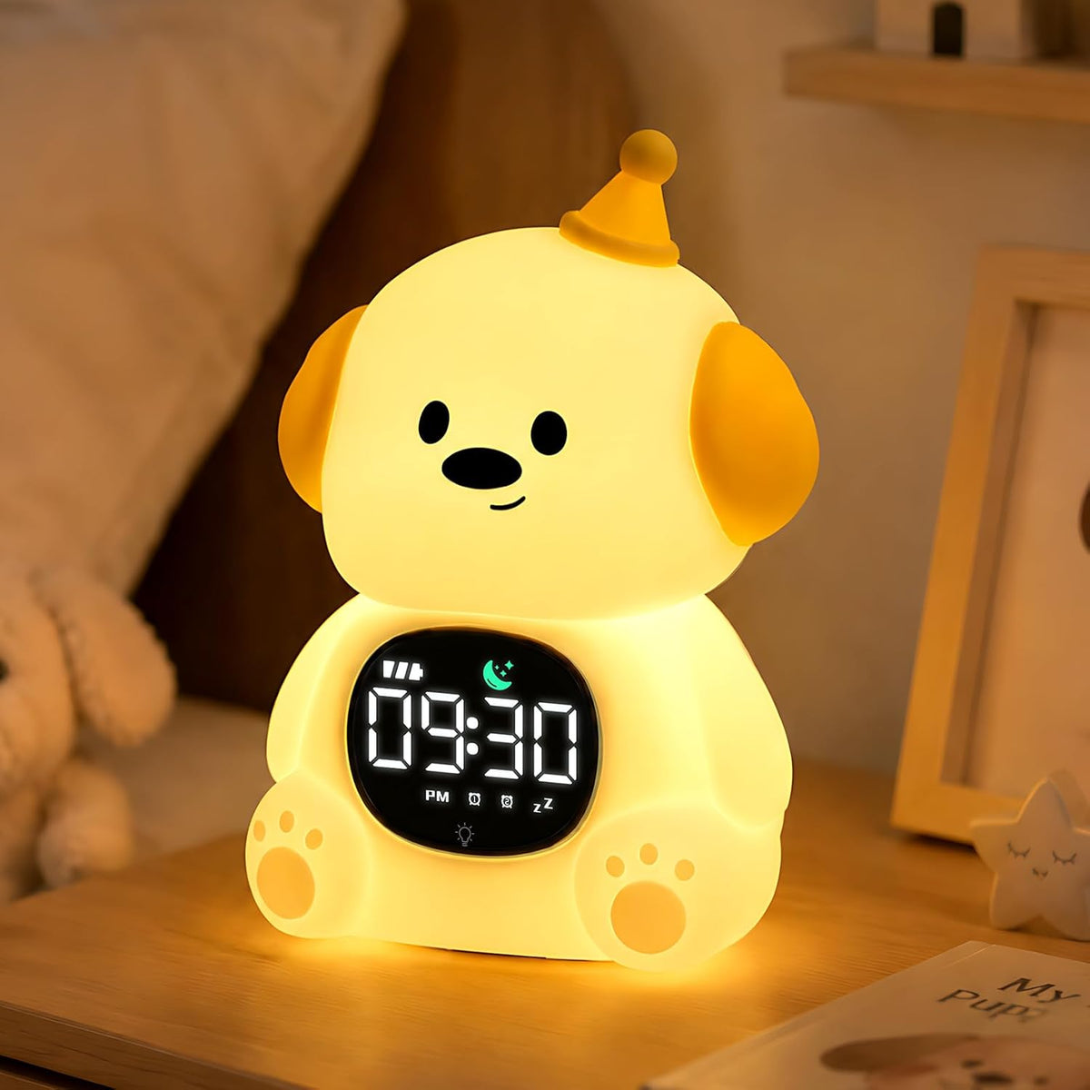 Dog Kids Alarm Clock with Night Light, OK to Wake Clock for Toddler
