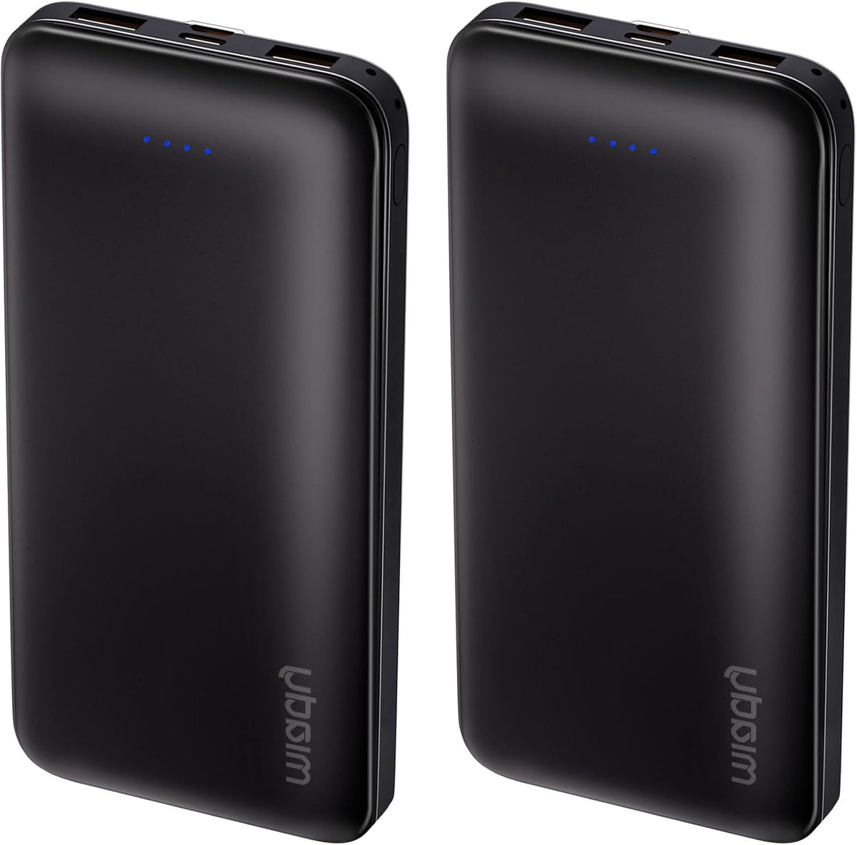 Miady 2-Pack Portable Charger 10000mAh Power Bank 22.5W Travel Battery Pack | 37Wh丨Fast Charging丨3 Outputs 2 Inputs丨Slim丨Compatible with iPhone 17 Galaxy S24 Android Tablets etc丨Flight-Safe丨Black+White