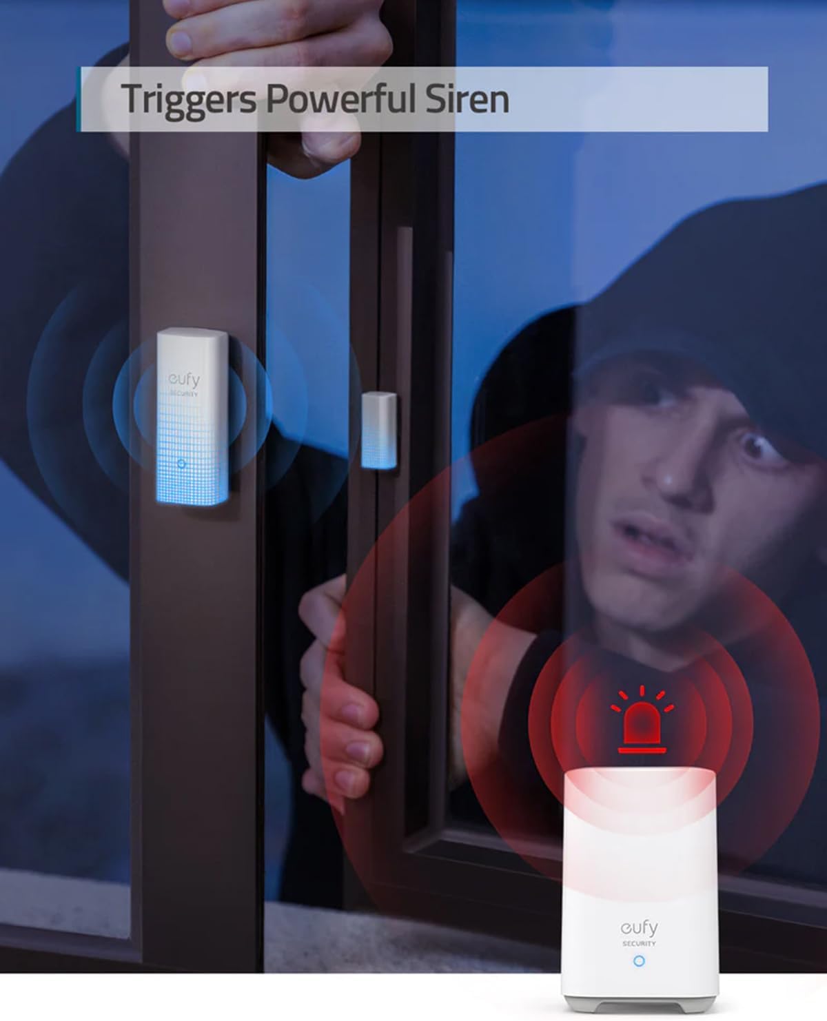 eufy Security Entry Sensor, Detects Opened and Closed Doors or Windows, Door Monitoring, Sends Alerts, Triggers Siren, 2-Year Battery Life, Indoor Use Only, Requires HomeBase, 24/7 Monitoring Optional