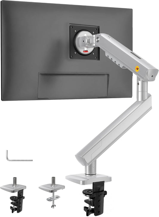 NB SmooVex™ Single Computer Monitor Mount, Monitor Stand fits up to 32 Inch, Mechanical Spring Monitor Arm, VESA 75/100 mm, Model-A5 (Silver)