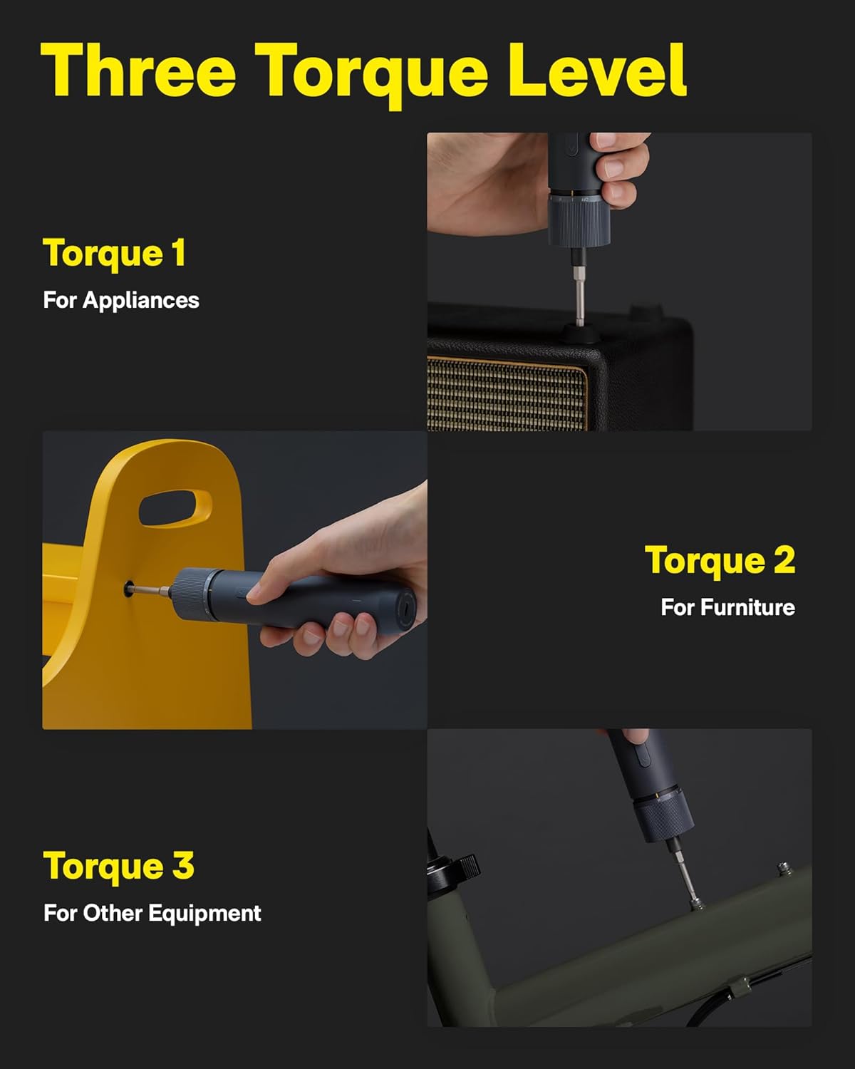 HOTO 12-in-1 Electric Screwdriver Rechargeable, Cordless Screwdriver Set | 1/4'' Hex Bits, USB-C, 3 Torque Settings, LED Light, Ideal for Furniture, Home Repairs