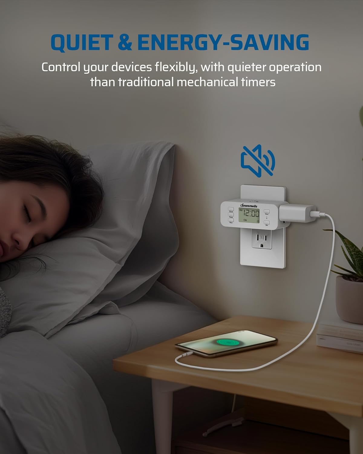 DEWENWILS Indoor 24 Hour Programmable Digital Timer Outlet,2 Outlets,1Pack