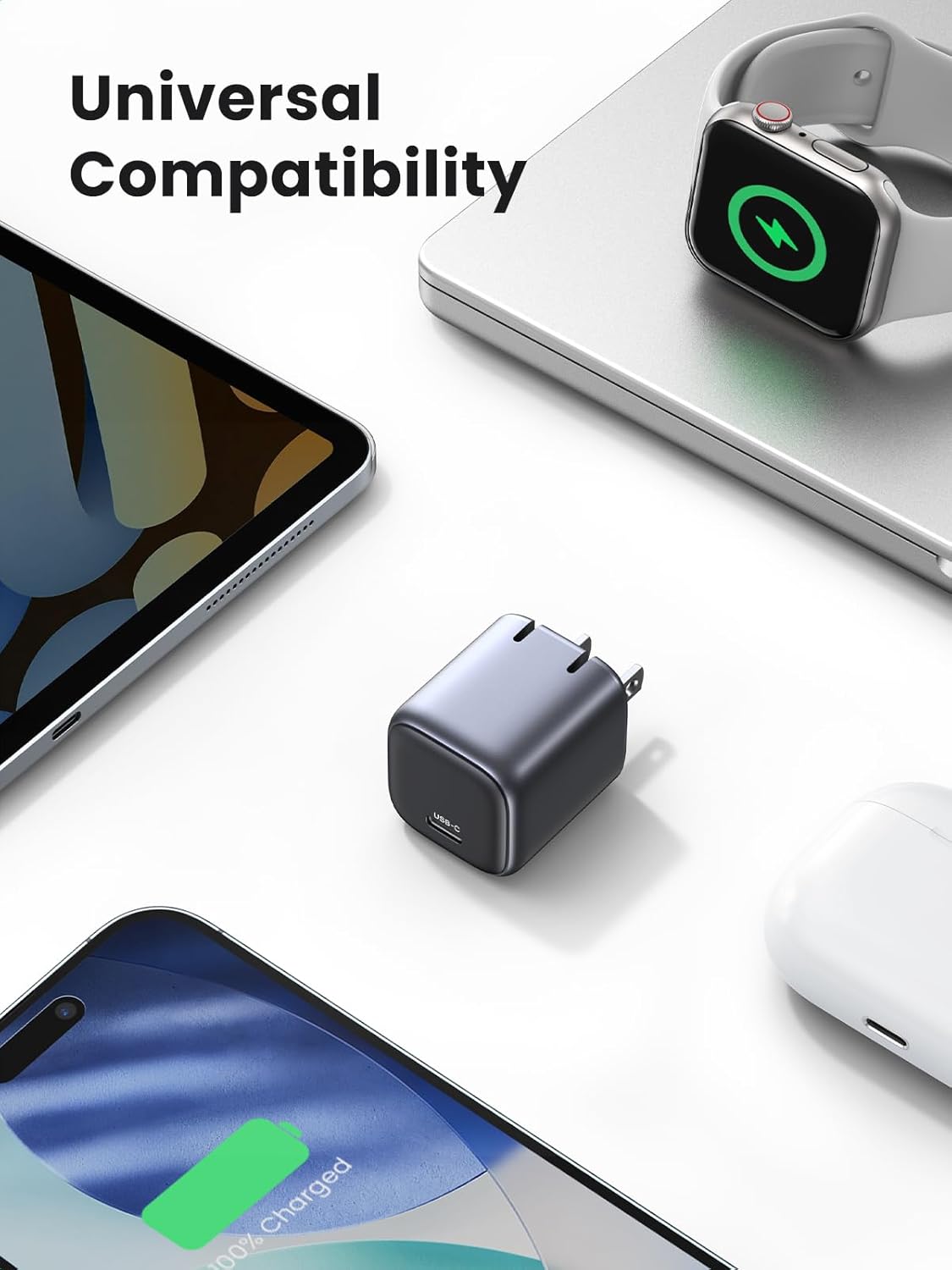 UGREEN 30W USB C Charger for iPhone 17, Nexode Foldable GaN PPS Compact Fast Wall Charger Block, USB-C Power Adapter for iPhone 17/16/15/14, Galaxy S26/S25/S24/S23, MacBook Neo/Air, Black