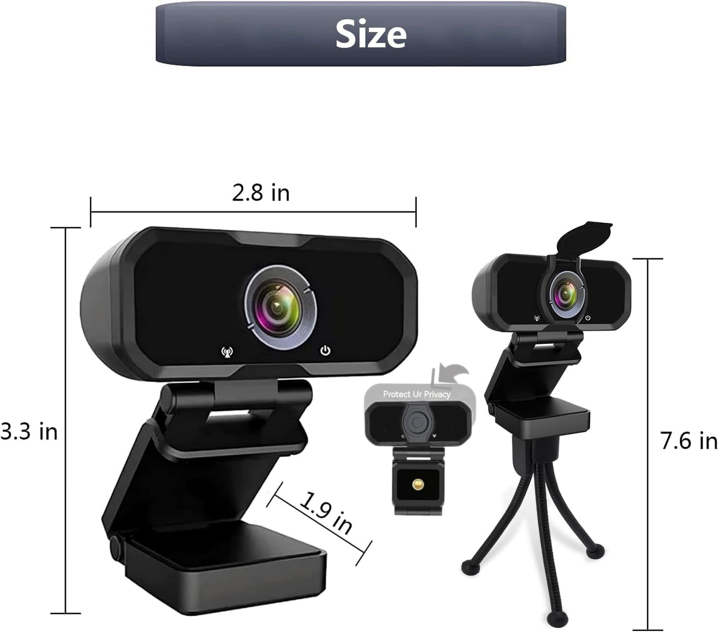 Webcam 1080p HD Computer Camera Microphone Laptop USB PC Webcam | with Tripod Stand, 110 Degree Live Streaming Widescreen Recording Pro Video Web Camera for Calling, Conferencing , Switch 2