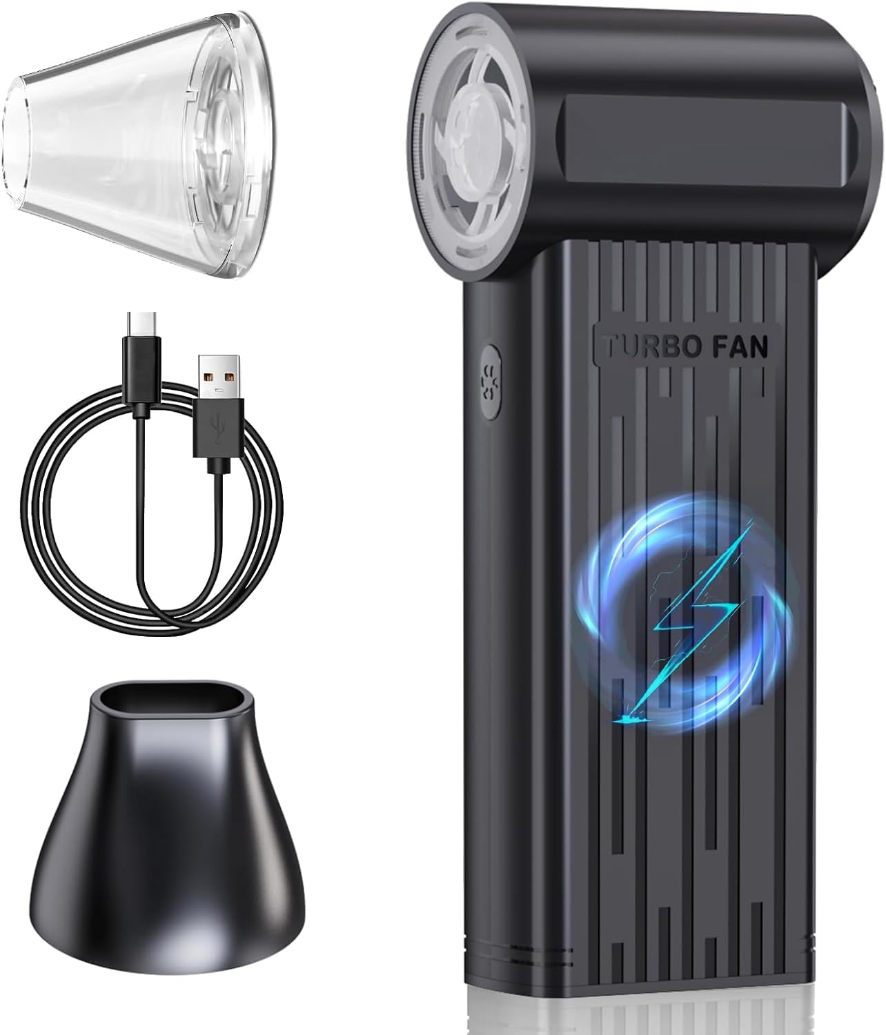 Rechargeable Compressed Air Duster, Min Blower Jet Turbo Fan, 200,000RPM 3-Gear Adjustable,Car Dryer Air Blower Cleaning,Air Cleaner for Computer,Cordless Leaf Blower Multi-Use