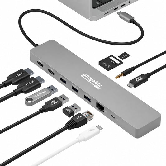 Plugable 11-in-1 USB-C Hub, 100W USB-C Pass-Through