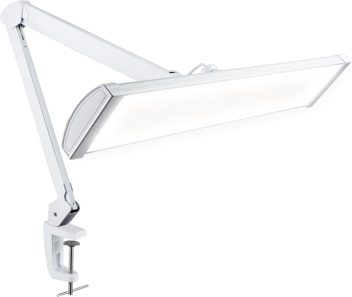 Neatfi Ultra 3,500 Lumens LED Desk Lamp with Clamp – 45W, 270 SMD LEDs, Shadow-Free | Adjustable Brightness | Task Light for Nail Tech, Crafts, Reading, Office & Workbench (White, 26-Inch Wide Shade)