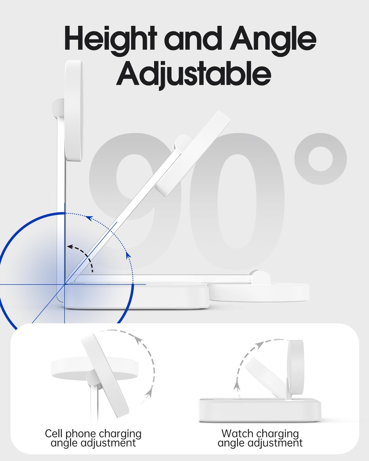 Wireless Charging Station for Magsafe Charger, Wireless Charger for iPhone 17/16/15/14/13 Series/Apple Watch/AirPods Pro, Faster Magnetic Charger Stand, Adjustable Angle Foldable Travel Phone Holder