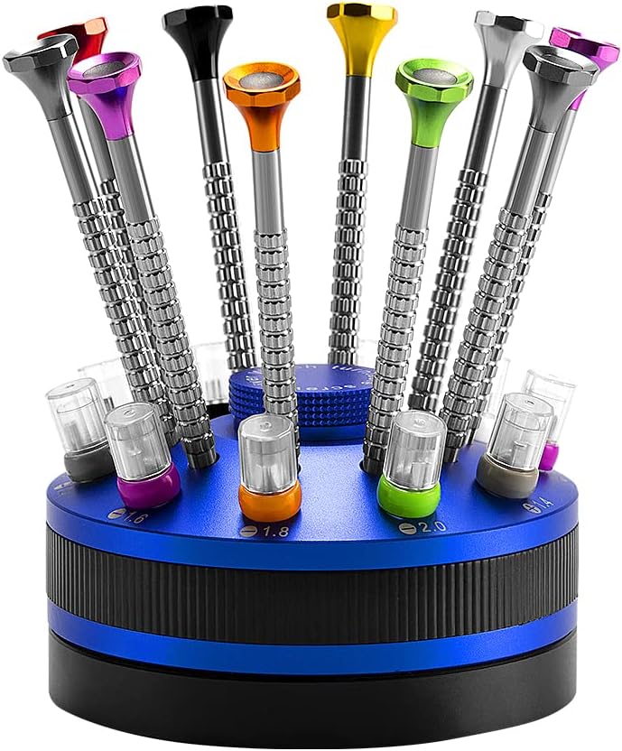 10 pcs Precision Slotted And Phillips Watch Screwdriver Set Different Sizes With 20 Extra Replace Blades Watchmaker Screwdriver Set for Watch,Jewelry,Eyeglass，The Best Gift for Dad