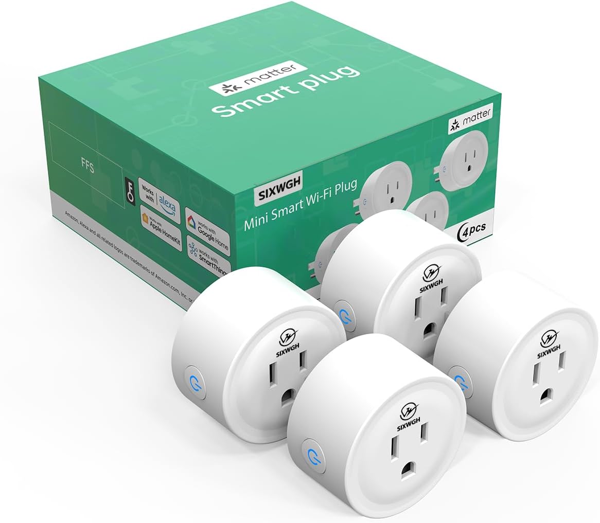 Matter Smart Plug, Compatibility with Apple HomeKit, Google Home, Alexa & SmartThings, Easy Setup, Timer Outlet, 2.4GHz WiFi Only, Matter Hub Required (4 Pack)