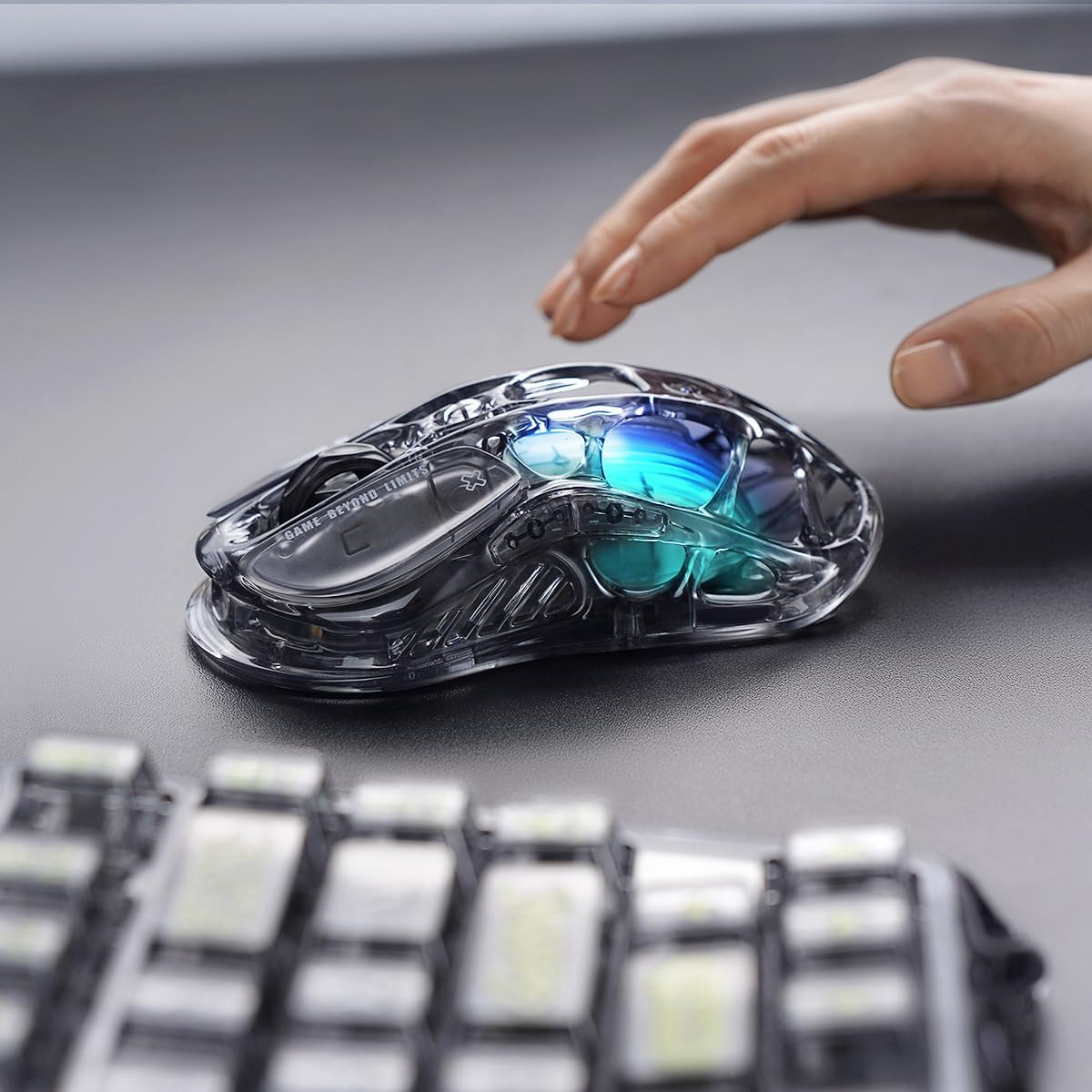 GravaStar Mercury M2 Wireless Gaming Mouse with RGB - Transparent Black