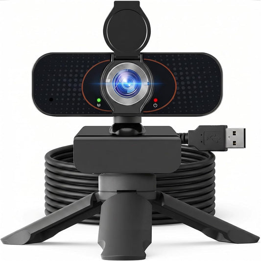 1080P USB Webcam for PC with Microphone Privacy Cover & Tripod