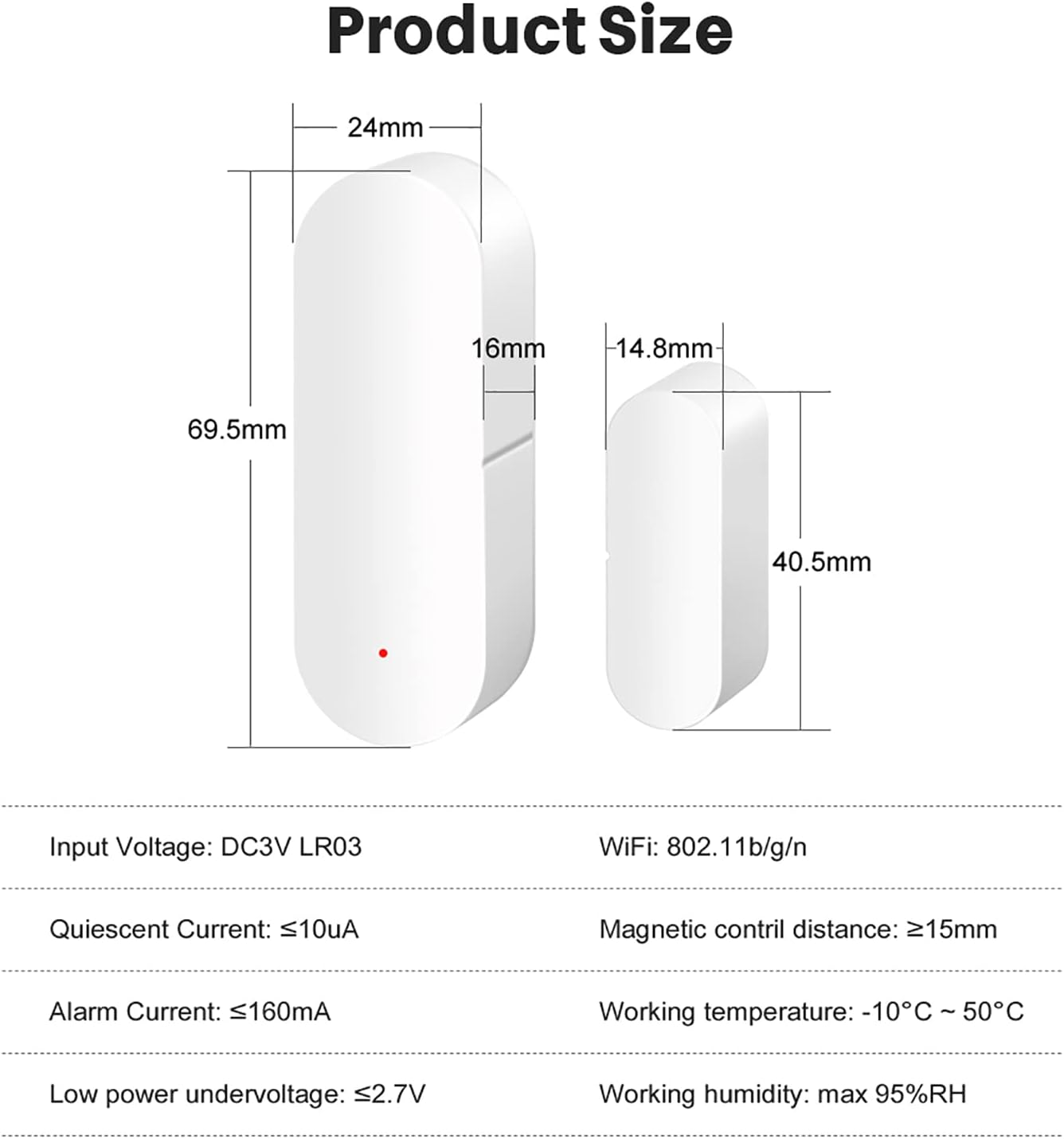 2 Pack WiFi Door Sensor: Window Contact Sensor, Free App Alerts, Programmable with Tuya/Smart Life Devices for Home Security & Smart Home Automation, Compatible with Alexa & Google Assistant