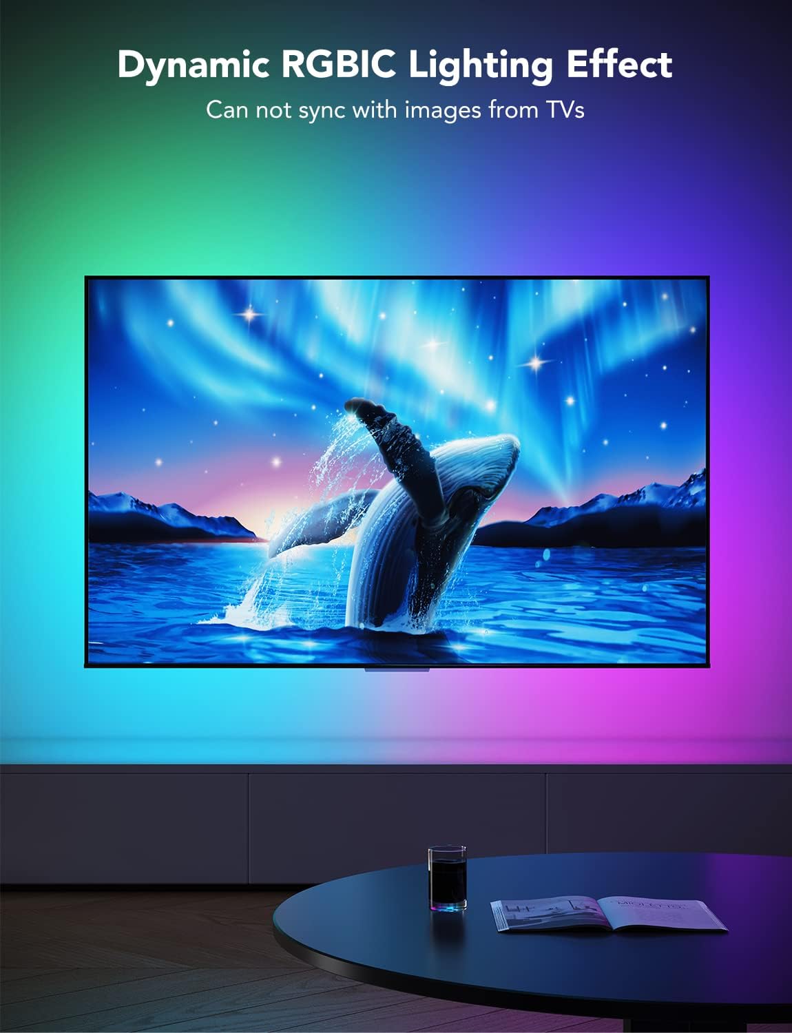 Govee TV LED Backlight, RGBIC Smart LED Strip Lights for 55-65 inch TVs | 99+ Scene Modes, Music Sync, Bluetooth and Wi-Fi APP Control, Works with Alexa & Google Assistant, Adapter, 12.5ft/114 LEDs
