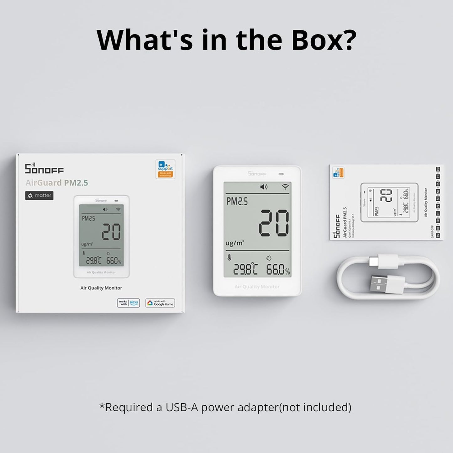 SONOFF SAWF-07P Smart Indoor Air Quality Monitor with PM2.5, PM10, Temperature & Humidity Sensor, Real-Time Display, Notification, Matter-Compatible, 2.4GHz WiFi, 3.73-inch Screen, for Bedroom, Nusery