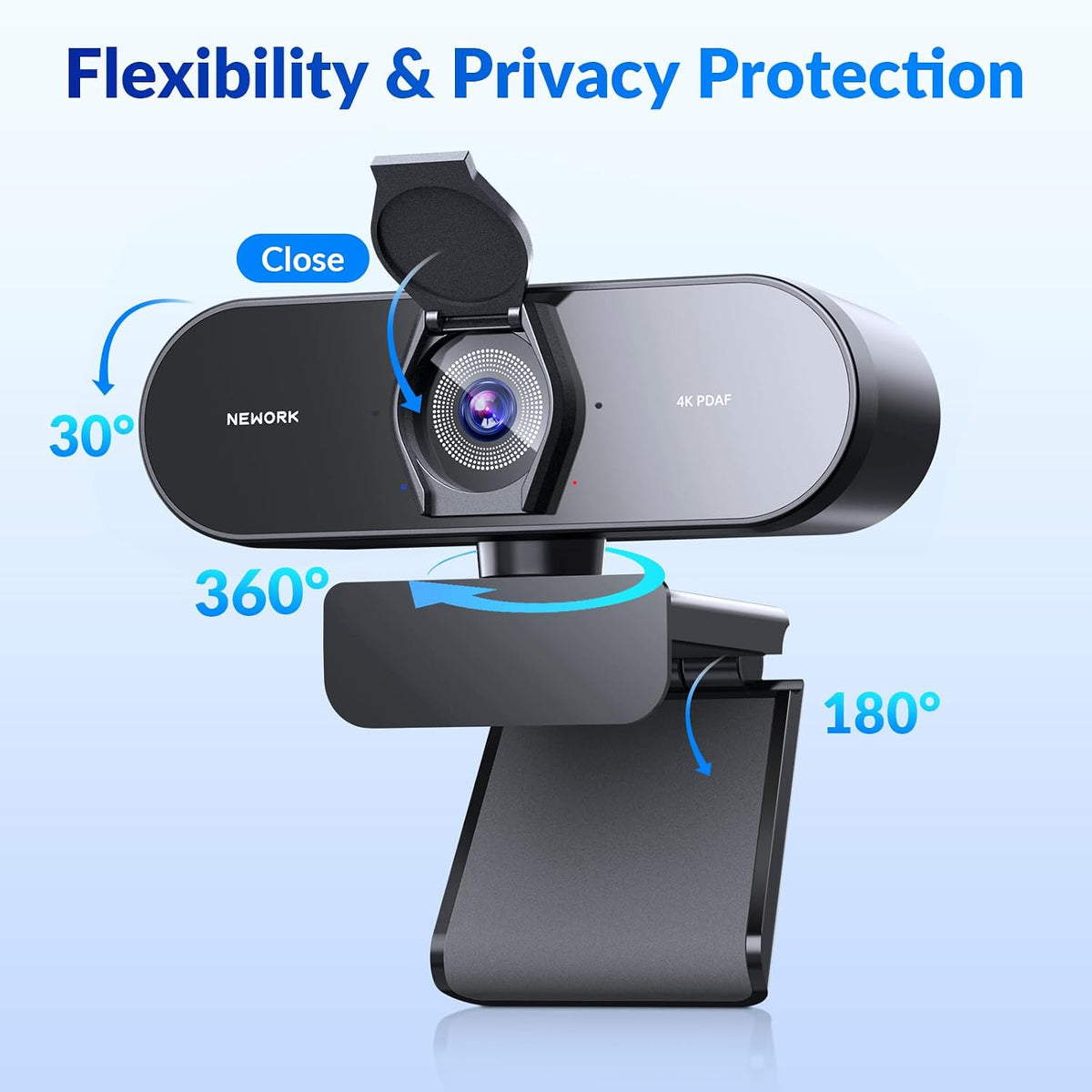 EasyCam 4K Webcam for PC - Ultra 4K HD, PDAF Autofocus, Dual Mics | Auto Light Correction, 79°FOV, Plug & Play, Privacy Cover, Computer Camera for High-End Business Meetings & Live Streaming