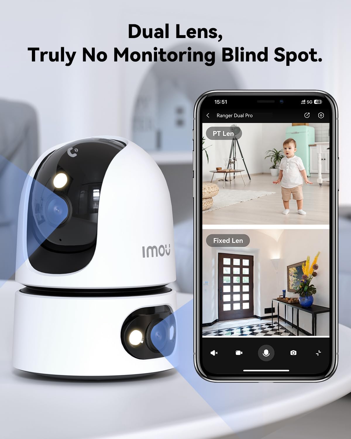Imou 6MP Indoor Security Camera, Dual-Lens 360°Pan-Tilt Baby Monitor & Pet Camera for Home Security, Color Night Vision, Human/Pet/Sound/Motion Detection, 2.4/5GHz WiFi, Cloud & SD Card Local Storage