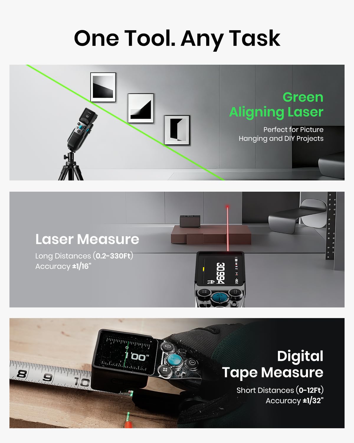 MiLESEEY XTAPE1 Digital Laser Tape Measure for Pro & DIY Use | ±1mm Accuracy, Auto-Lock Tape, Green Aligning Laser, Replaceable Module, P2P Measurement, Real-Time Data Sync, Gift Pick