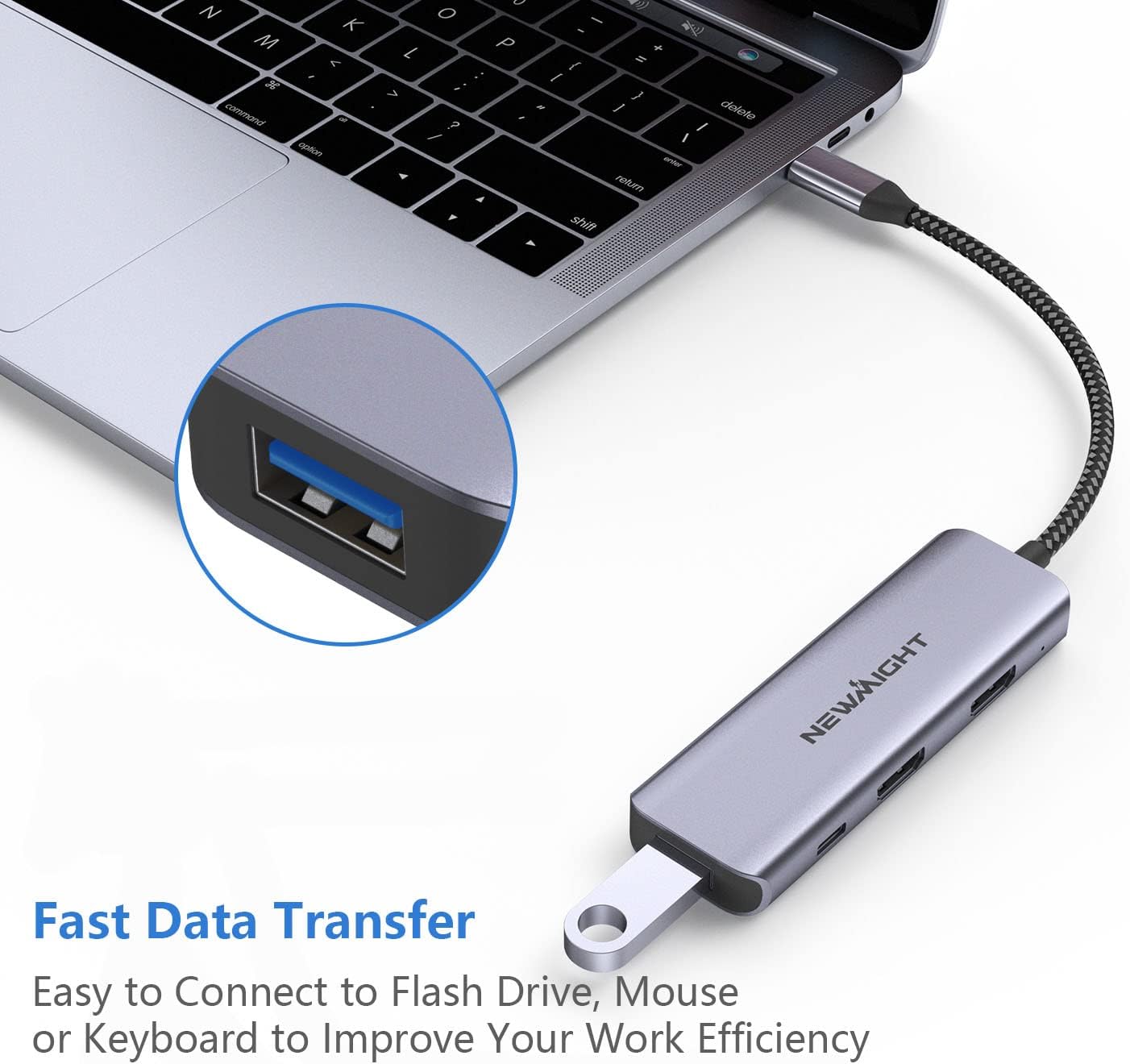 USB C Dual HDMI Adapter for 2 Monitors, Newmight 4-in-1 USB C to Dual Monitor HDMI Splitter, Supports Single 4K 60Hz and Dual 4K 30Hz, 100W PD, USB-A Port for MacBook, HP, Dell, iPhone 15/16 Series