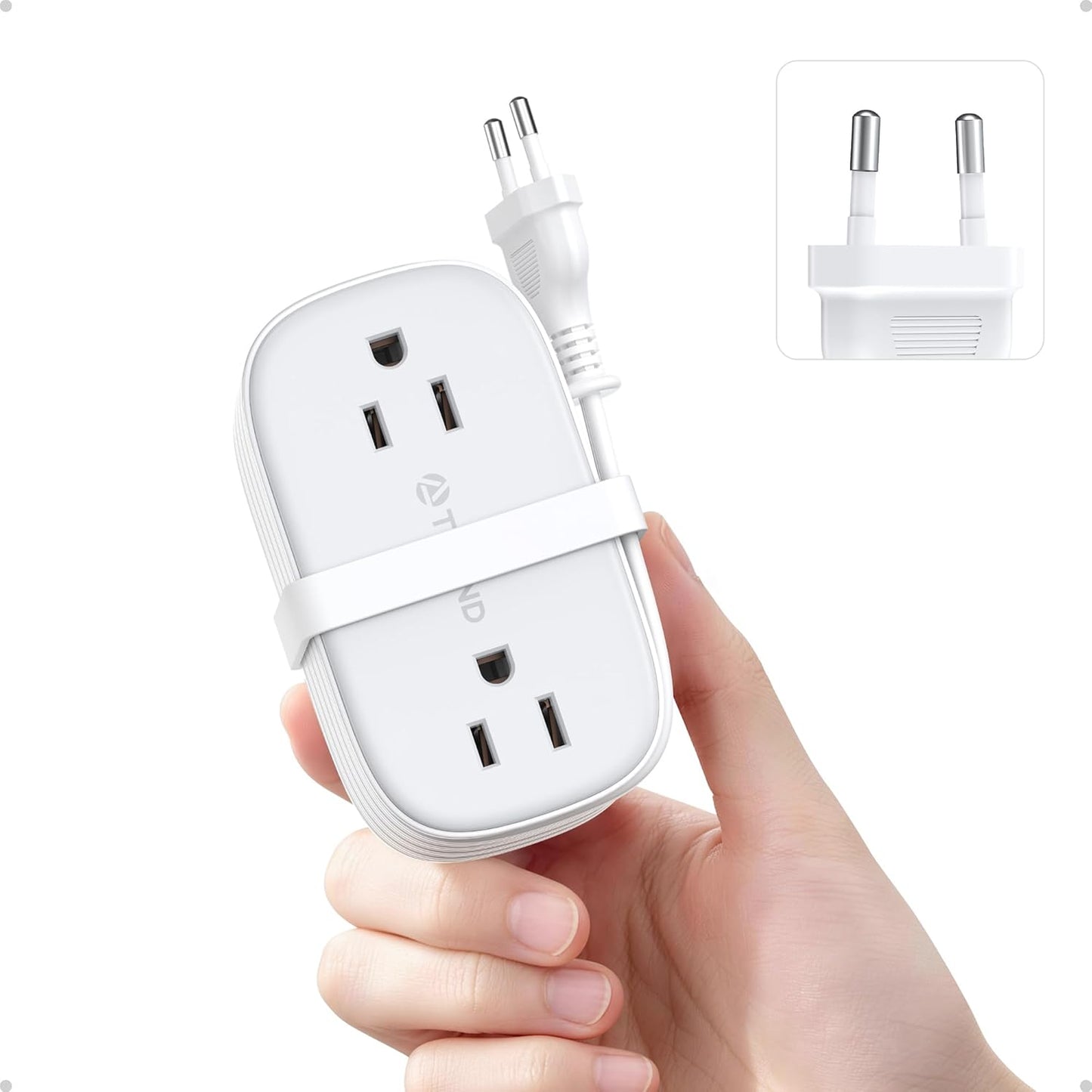 TROND European Travel Plug Adapter with 4 AC Outlets and 2 PD 20W USB C | US to Europe Plug Adapter, 3.5ft Type C Plug Adapter, Travel Essentials for France Italy Germany Spain Iceland Greece