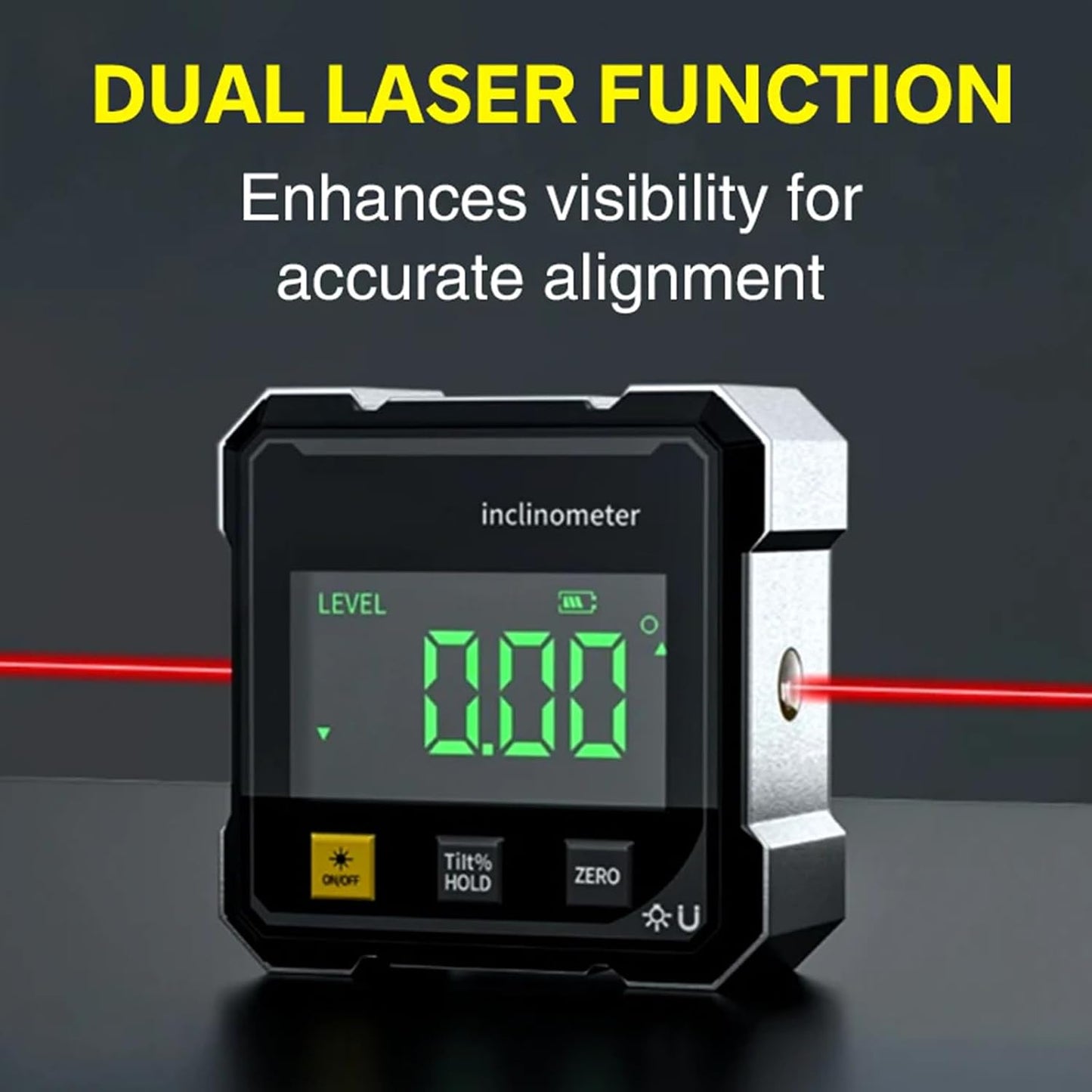 Digital Angle Finder with Electronic Laser & 4-Side Magnetic Base - Electronic Inclinometer with LED Display Cube Inclinometer, Table Saw Miter Protractor, Woodworking Measuring Tool, Level Box
