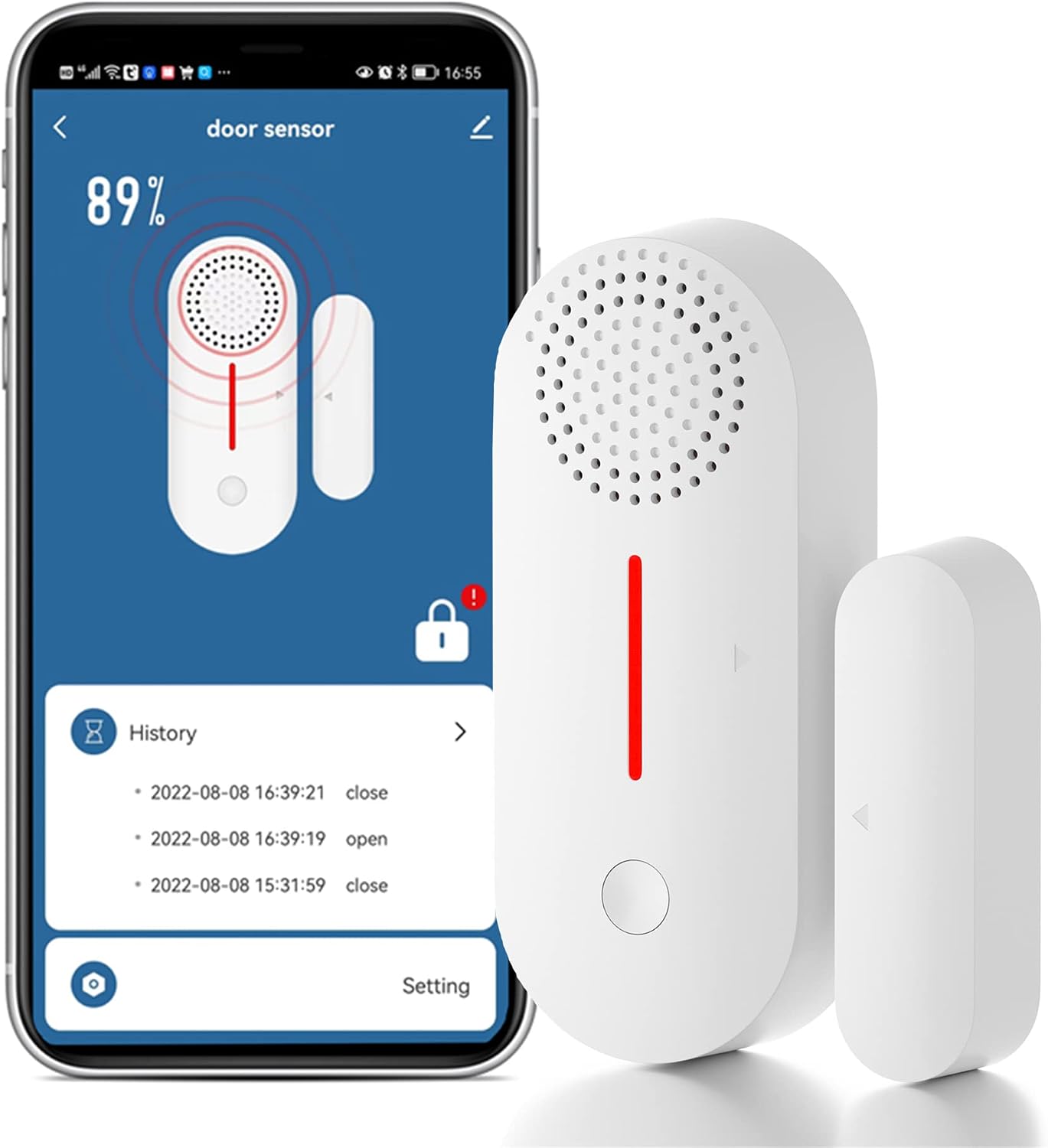 WiFi Door Window Sensor Alarm: Smart Door Sensor, Magnetic Contact Sensor Wireless for Home Security Burglar Alert, 90db Alarm & App Notification, Door Open Sensor Compatible with Alexa (1-Pack)