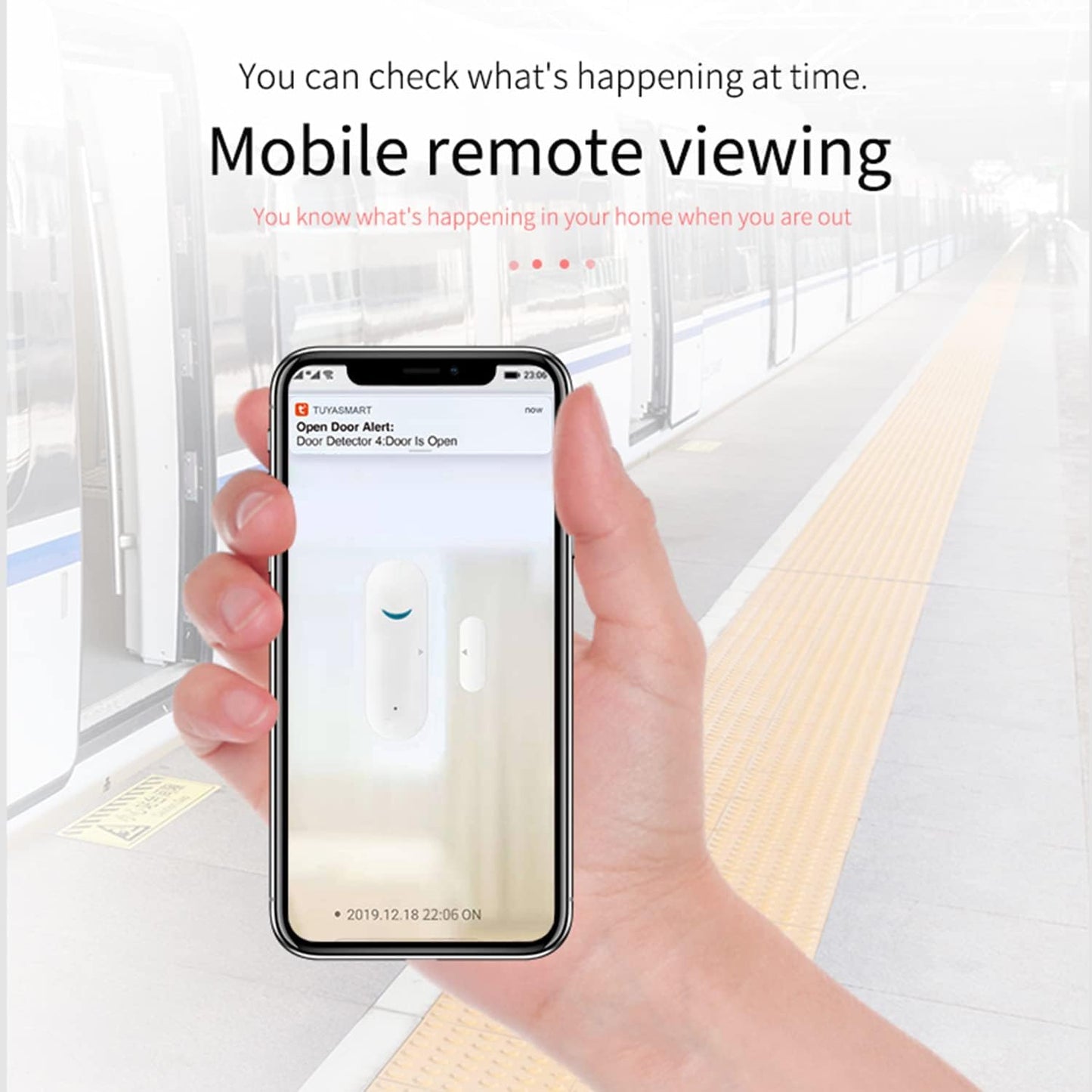 WiFi Wireless Door Window Sensor,TUYA Smart Alarm with Free Notification APP Control Home Security Alarm System, Compatible with Alexa, Google Home, Siri (1-Pack)