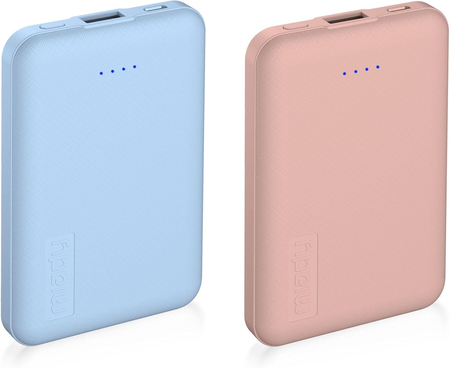 Miady 2-Pack Small Portable Charger 5000mAh Power Bank Travel Battery Pack | Dual USB丨Lightweight丨2 Outputs丨for Backpack丨Compatible with iPhone Galaxy Android etc丨Flight-Safe丨18.5Wh丨Black+White