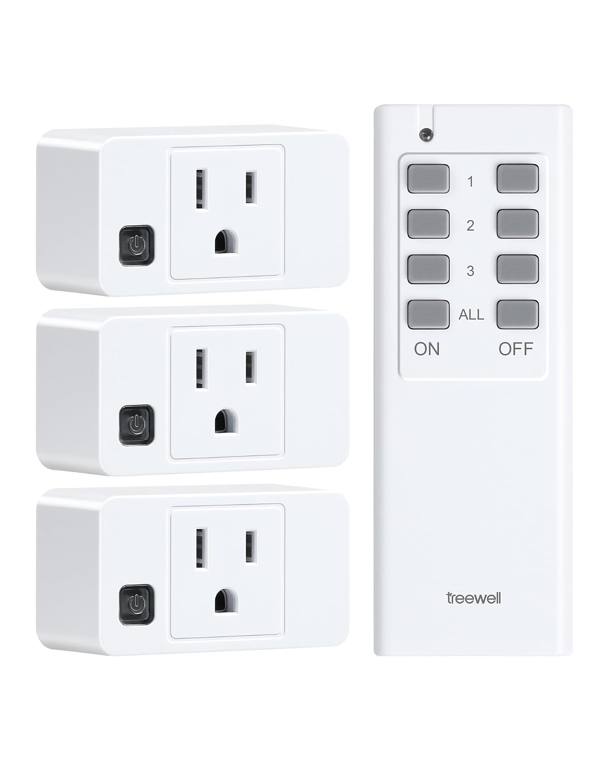 Remote Control Outlet, 200FT Long Range Wireless Light Switch, Mini Electrical Outlet Plug, 15A/1875W High-Power Switch for Lights, Fans, Household Appliances, FCC & ETL Listed (3 Outlets + 1 Remote)
