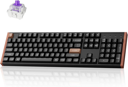 Keychron K10 HE Hall Effect Keyboard Wireless, Magnetic Switch Hot Swappable, Adjustable Actuation Rapid Trigger Mode with Aluminum + Wood Frame, Full-Size Custom RGB for Mac Windows Linux - Black