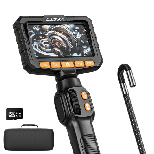 0.24in Two-Way Articulating Borescope, Endoscope Camera with Light | Industrial Inspection Camera, 5FT Flexible Semi-Rigid Cable, IP67 Waterproof, 4.3" IPS Screen, Automotive Engines & Plumbing